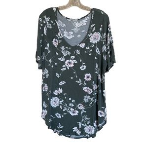 Maurices 24/7 Green Floral Flowy Tunic Top Plus Size 0